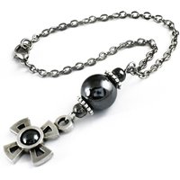 Rückspiegel Auto Spiegel Charme, Aufhänger Ornament, Hämatit Perle, Christian Kreuz Dekoration Rückspiegel Auto Spiegel Charme, Aufhänger Ornament, Hämatit Perle, Christian Kreuz Dekoration von sunnybeadsbythesea