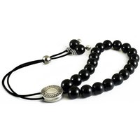 Sorgenperlen, Schwarze Onyx Perlen, Silberfarbene Metall Master Bead Komboloi von sunnybeadsbythesea