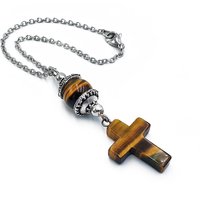 Tigerauge Bead Cross Auto Hängend, Silberfarbenen Charme Tigerauge Bead Cross Auto Hängend, Silberfarbenen Charme von sunnybeadsbythesea