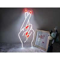 Kreuz Finger Neon Schild, Custom Light, Spiele Raum Offene Wand Kunst, Arcade Dekor, Schild von sunnyneon