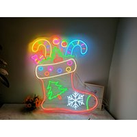 Weihnachtssocke Neon Lichter, Personalisiertes Neonschild Für Hausdekoration, Frohe Weihnachten Schuldekoration, Weihnachtsgeschenk von sunnyneon