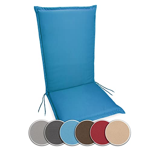 sunnypillow Hochlehner Auflage 100% Wasserdicht 120 x 50 - Polsterauflage extra Dicke 9cm - Sitzauflagen für Gartenmöbel, Sitzpolster für Gartenstuhl - Sitzkissen Outdoor - Stuhlauflage Blau von sunnypillow