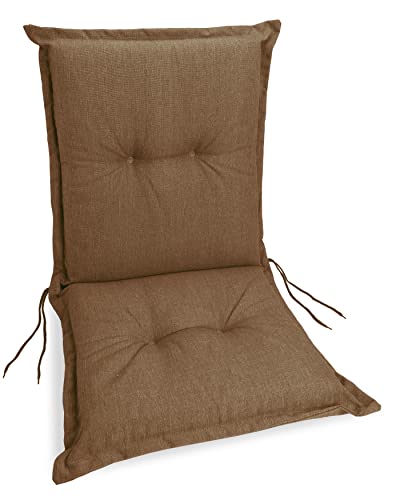 sunnypillow Stuhlauflage Niedriglehner 100 x 50 - Gartenstuhlauflage Extra Dicke 9 cm - Sitzauflagen Auflage für Gartenmöbel UV-Lichtecht, Wasserdicht - Outdoor Stuhlkissen für Gartenliegen - Braun von sunnypillow
