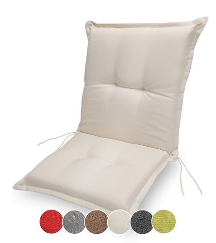 sunnypillow Stuhlauflage Niedriglehner 100 x 50 - Gartenstuhlauflage Extra Dicke 9 cm - Sitzauflagen Auflage für Gartenmöbel UV-Lichtecht, Wasserdicht - Outdoor Stuhlkissen für Gartenliegen - Creme von sunnypillow