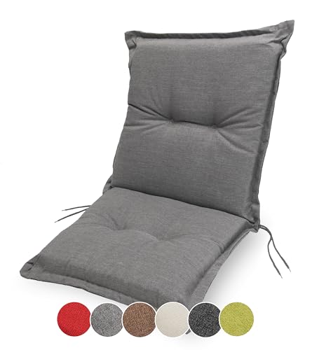 sunnypillow Stuhlauflage Niedriglehner 100 x 50 - Gartenstuhlauflage Extra Dicke 9 cm - Sitzauflagen Auflage für Gartenmöbel UV-Lichtecht, Wasserdicht - Outdoor Stuhlkissen für Gartenliegen - Grau von sunnypillow