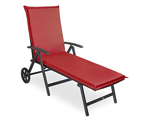 sunnypillow Liegenauflage - Auflage für Sonnenliege 190 x 60 - Polster für Gartenliege extra dick 9cm - Polsterauflagen für Liegen Outdoor, wasserdicht - Kissen für Liegestuhl, Gartenmöbel - Rot von sunnypillow