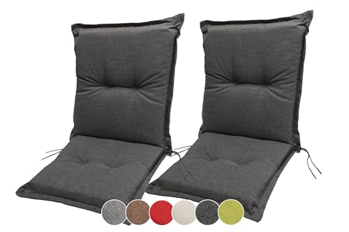 sunnypillow Stuhlauflagen Niedriglehner 100 x 50 (2er Set) - Gartenstuhlauflage Extra Dicke 9cm - Auflage für Gartenmöbel UV-Lichtecht, Wasserdicht - Outdoor Stuhlkissen für Gartenliegen - Anthrazit von sunnypillow