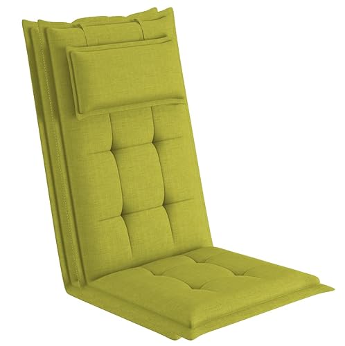 sunnypillow 2 Stück Gartenstuhlauflagen mit abnehmbarem Kopfpolster - 120 x 50 x 9cm - Stuhlauflagen Hochlehner, Auflage für Gartenmöbel - Sitzauflagen Outdoor, wasserdicht UV-Lichtecht - Grün von sunnypillow