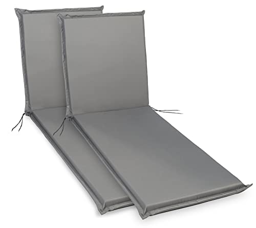 sunnypillow 2er Set Liegenauflagen - Auflage für Sonnenliege 190 x 60 - Polster für Gartenliege extra dick 9cm - Polsterauflagen für Liegen Outdoor, wasserdicht - Kissen für Liegestuhl - Grau von sunnypillow