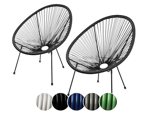 sunnypillow 2er Set Acapulco Gartenstühle - gemütlicher Loungesessel für Wohnzimmer, Terrasse, Garten, Balkon Sessel Stuhl - Korbsessel Gartensessel im Retro Design - Outdoor/Indoor - Schwarz sunnypillow 2er Set Acapulco Gartenstühle - gemütlicher Loungesessel für Wohnzimmer, Terrasse, Garten, Balkon Sessel Stuhl - Korbsessel Gartensessel im Retro Design - Outdoor/Indoor - Schwarz von sunnypillow