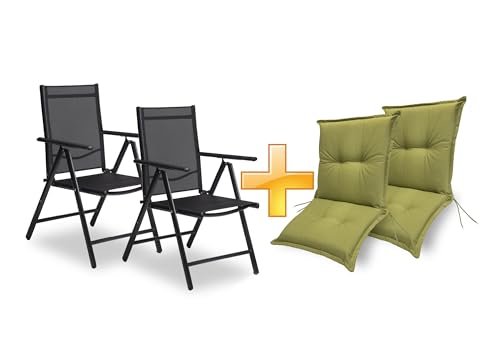 sunnypillow 2er Set Gartenstühle und Gartenstuhlauflagen Niedriglehner | 100x50x9 cm Auflage wasserdicht UV-lichtecht | Klappsessel Klappstuhl für Garten Polsterauflagen Stuhlauflage | Grün sunnypillow 2er Set Gartenstühle und Gartenstuhlauflagen Niedriglehner | 100x50x9 cm Auflage wasserdicht UV-lichtecht | Klappsessel Klappstuhl für Garten Polsterauflagen Stuhlauflage | Grün von sunnypillow