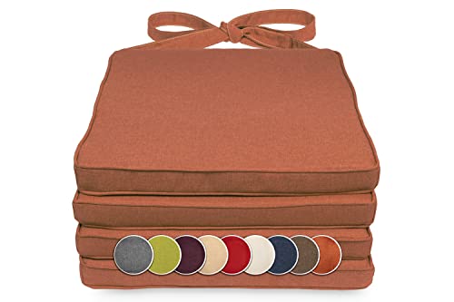 sunnypillow 4er Set Stuhlkissen 40 x 45 x 5cm | Polsterauflage Auflage für Stühle/Rattanstühle | Stuhlauflage mit Schleifenbändern | Indoor/Outdoor | Orange | von sunnypillow