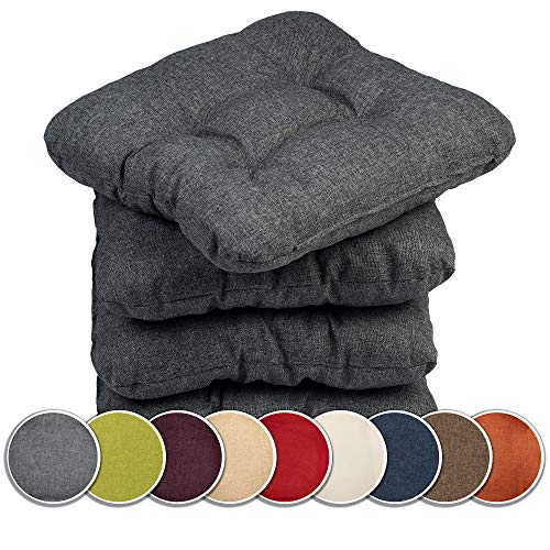 sunnypillow 4er Set Stuhlkissen 40x40 cm Bequeme 8cm Polsterauflage Auflage für Stühle/Bänke in Haus und Garten Sitzkissen Sitzauflage Gartenkissen viele Farben zur Auswahl Anthrazit von sunnypillow