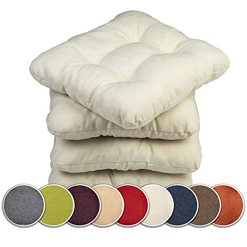 sunnypillow 4er Set Stuhlkissen 40x40 cm Bequeme 8cm Polsterauflage Auflage für Stühle/Bänke in Haus und Garten Sitzkissen Sitzauflage Gartenkissen viele Farben zur Auswahl Ecru von sunnypillow