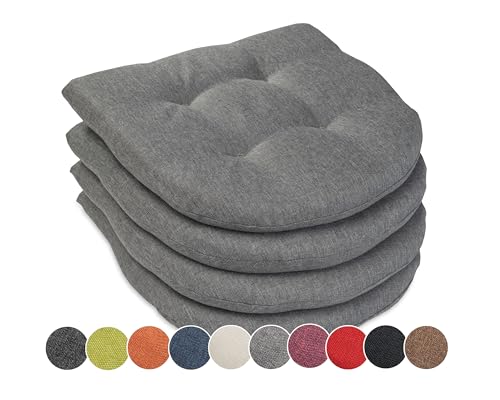 sunnypillow 4er Set Stuhlkissen 40x40 cm Polsterauflage 5cm dick Auflage für Stühle/Bänke in Haus und Garten Sitzkissen Sitzauflage Stuhlauflage Gartenkissen Esszimmerstuhl oder Küche | Grau von sunnypillow