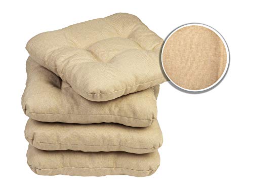 sunnypillow 4er Set Stuhlkissen 45x45 cm Bequeme 8cm Polsterauflage Auflage für Stühle/Bänke in Haus und Garten Sitzkissen Sitzauflage Gartenkissen viele Farben zur Auswahl Beige von sunnypillow