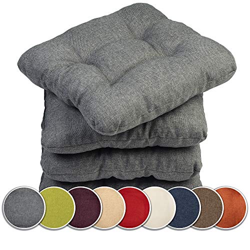 sunnypillow 4er Set Stuhlkissen 45x45 cm Bequeme 8cm Polsterauflage Auflage für Stühle/Bänke in Haus und Garten Sitzkissen Sitzauflage Gartenkissen viele Farben zur Auswahl Grau von sunnypillow