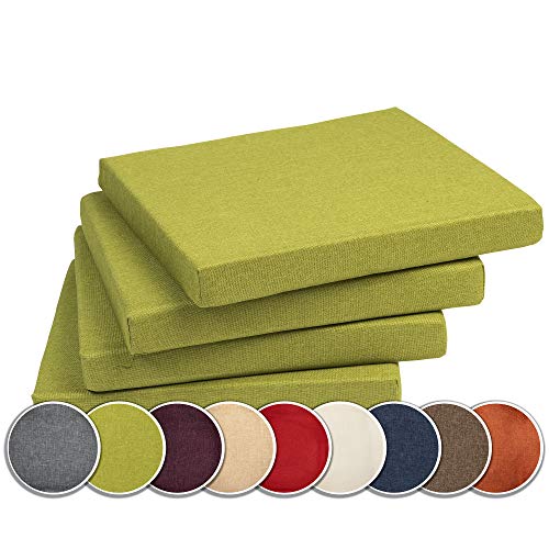 sunnypillow 4er Set Stuhlkissen Polsterauflage Auflage für Stühle/Bänke in Haus und Garten Sitzkissen Sitzauflage Gartenkissen viele Farben zur Auswahl 40 x 40 x 3 cm Grün von sunnypillow