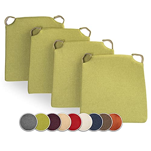 sunnypillow 4er Set Stuhlkissen mit Klettverschluss Polsterauflage Auflage für Stühle | Indoor/Outdoor | Sitzkissen Sitzauflage | Maße: 42 (vorne) | 35 (hinten) x 40 x 5 cm | Grün | von sunnypillow