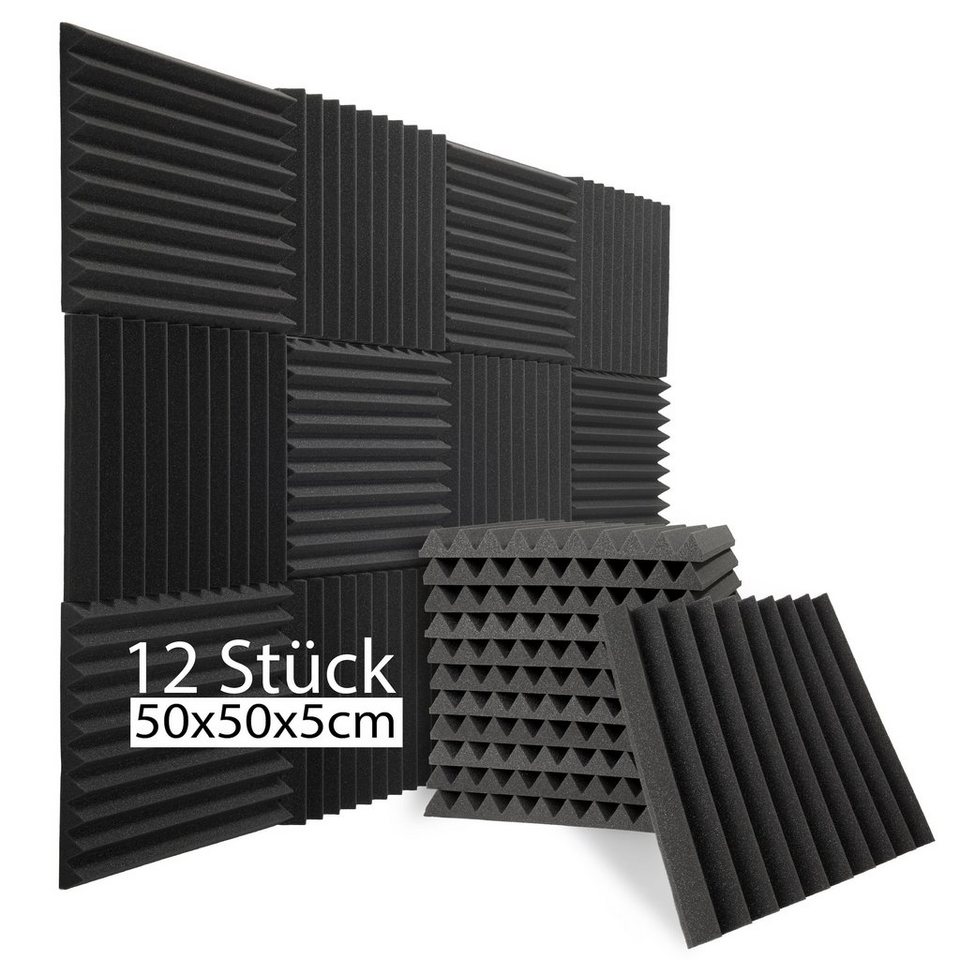 sunnypillow Akustikplatte Akustikschaumstoff Schalldämmmatten zur effektiven Akustik, 12 Stück, 50x50x5cm von sunnypillow