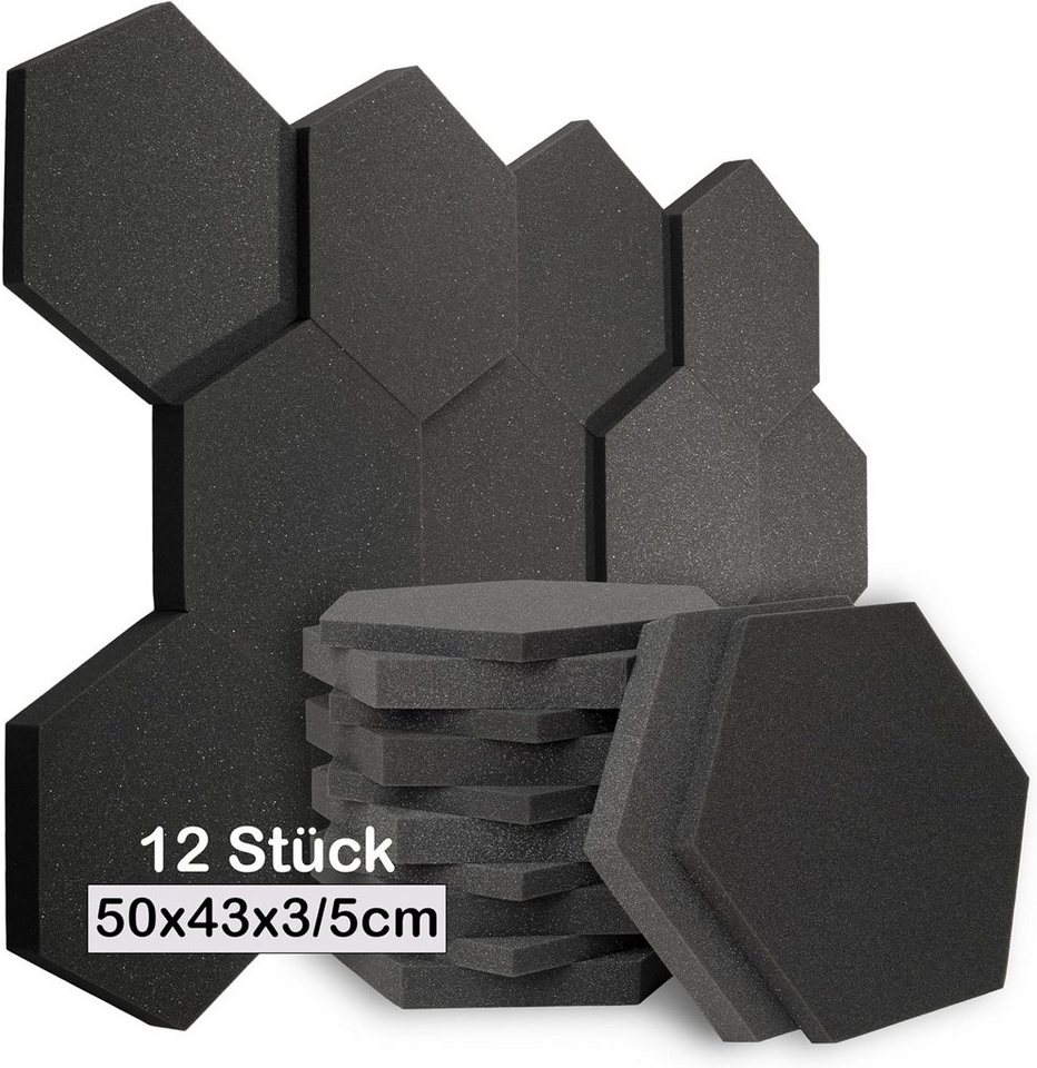 sunnypillow Akustikplatte Hexagon Akustikschaumstoff 50 x 43 x 3/5cm, (12-St) von sunnypillow