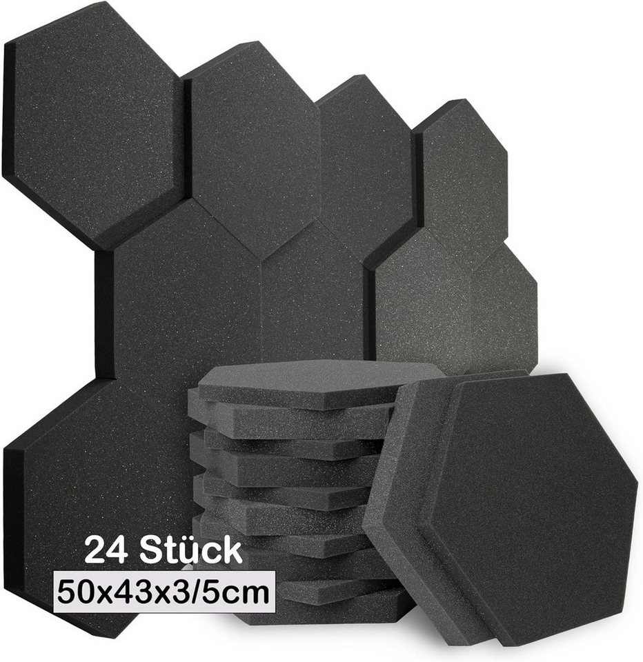 sunnypillow Akustikplatte Hexagon Akustikschaumstoff 50 x 43 x 3/5cm, (24-St) von sunnypillow