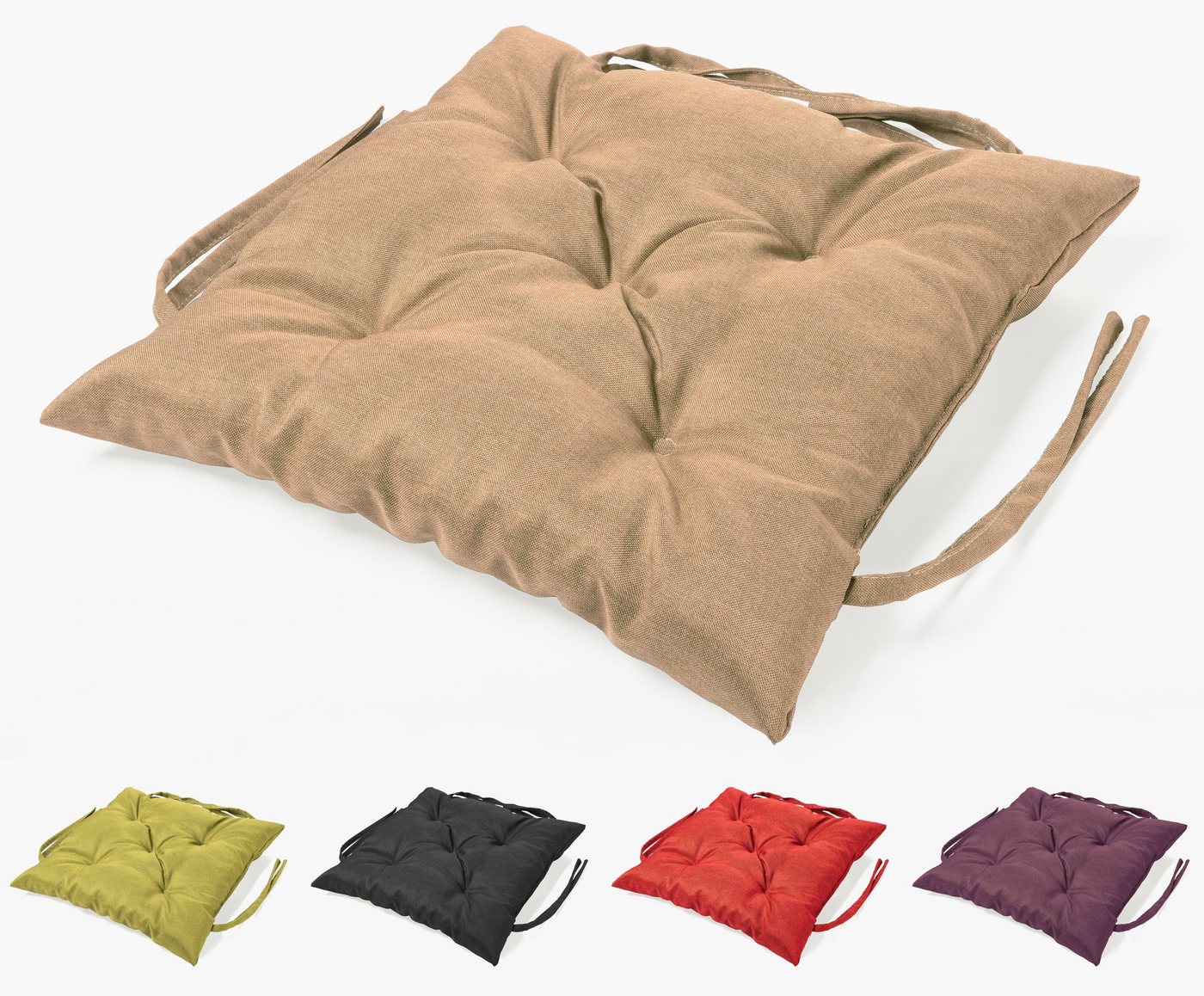 sunnypillow Bankauflage Bankauflage Stuhlkissen viele Farben und Größen zur Auswahl, 40 x 40 cm sandfarben von sunnypillow