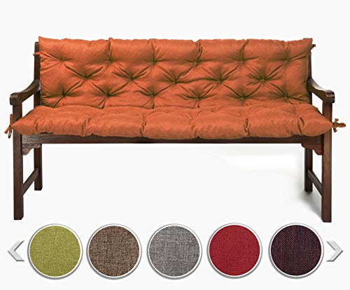 sunnypillow Bankauflage Stuhlkissen Bankkissen 110 x 50 x 50 cm Sitzkissen und Rückenkissen für Hollywoodschaukel Polsterauflage Auflage für Gartenbank viele Farben und Größen zur Auswahl Orange von sunnypillow