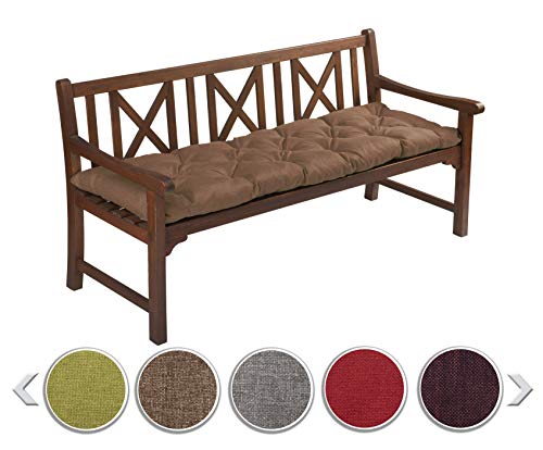 sunnypillow Bankauflage Outdoor - Bankkissen für Bank 140 x 40 cm - Sitzkissen für Hollywoodschaukel - Polsterauflage, Auflage für Gartenbank - Gartenkissen, Stuhlkissen für Gartenmöbel Braun von sunnypillow