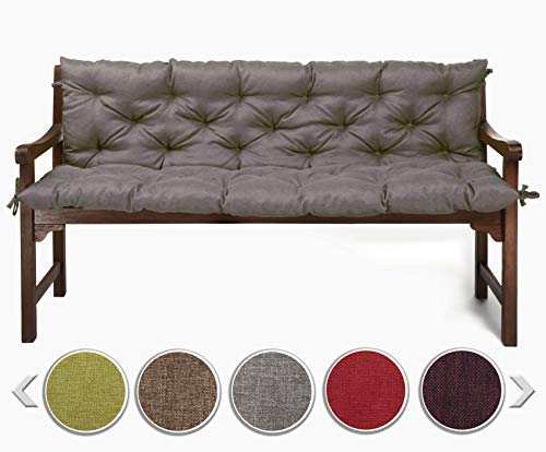 sunnypillow Bankauflage Stuhlkissen Bankkissen 140 x 50 x 50 cm Sitzkissen und Rückenkissen für Hollywoodschaukel Polsterauflage Auflage für Gartenbank viele Farben und Größen zur Auswahl Grau von sunnypillow