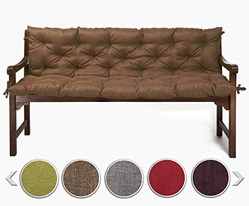 sunnypillow Bankauflage für Gartenbank Outdoor - Sitzkissen und Rückenkissen für Bank 160 x 40 x 40 cm - Polsterauflage für Hollywoodschaukel, Gartenschaukelkissen - Gartenkissen, Bankkissen Braun von sunnypillow