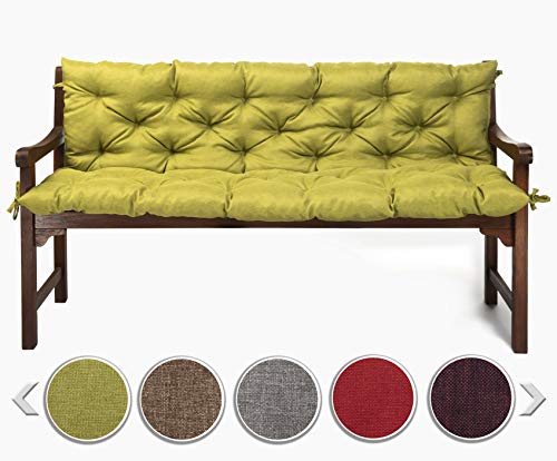 sunnypillow Bankauflage für Gartenbank Outdoor - Sitzkissen und Rückenkissen für Bank 160 x 50 x 50 cm - Polsterauflage für Hollywoodschaukel, Gartenschaukelkissen - Gartenkissen, Bankkissen Grün von sunnypillow