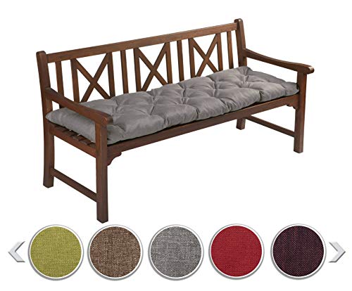 sunnypillow Bankauflage Stuhlkissen Bankkissen 170 x 40 cm Sitzkissen für Hollywoodschaukel Polsterauflage Auflage für Gartenbank viele Farben und Größen zur Auswahl Grau von sunnypillow