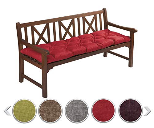 sunnypillow Bankauflage Outdoor - Bankkissen für Bank 190 x 60 cm - Sitzkissen für Hollywoodschaukel - Polsterauflage, Auflage für Gartenbank - Gartenkissen, Stuhlkissen für Gartenmöbel Rot von sunnypillow