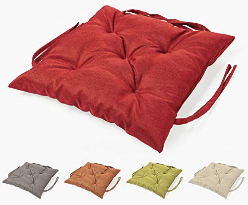 sunnypillow Bankauflage Stuhlkissen Bankkissen 45 x 45 cm Sitzkissen für Hollywoodschaukel Polsterauflage Auflage für Gartenbank viele Farben und Größen zur Auswahl Rot von sunnypillow