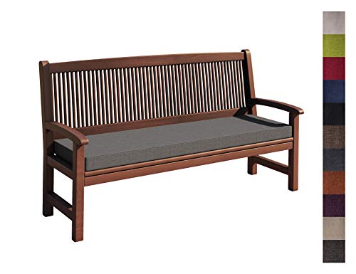 sunnypillow Bankauflage Outdoor - Stuhlkissen mit abnehmbarem Bezug - Sitzkissen für Bank - Bankpolster Polsterauflage Auflage für Gartenbank - 100 x 60 x 5cm - Bankkissen für Gartenmöbel Grau von sunnypillow