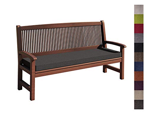 sunnypillow Bankauflage Outdoor - Stuhlkissen mit abnehmbarem Bezug - Sitzkissen für Bank - Bankpolster Polsterauflage Auflage für Gartenbank - 140 x 40 x 5cm - Bankkissen für Gartenmöbel Anthrazit von sunnypillow