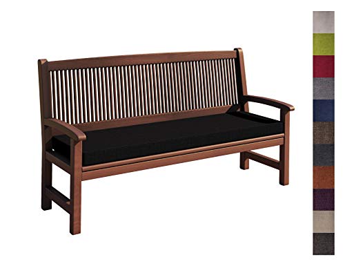 sunnypillow Bankauflage Outdoor - Stuhlkissen mit abnehmbarem Bezug - Sitzkissen für Bank - Bankpolster Polsterauflage Auflage für Gartenbank - 190 x 60 x 5cm - Bankkissen für Gartenmöbel Schwarz von sunnypillow