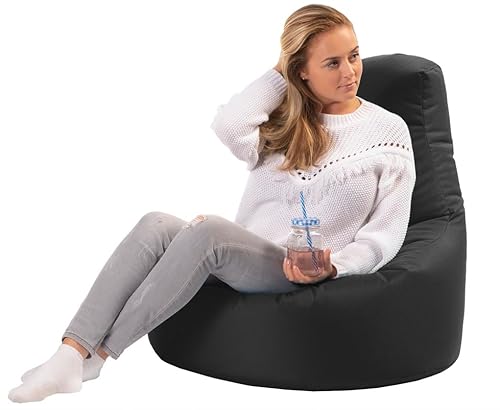 sunnypillow Gaming Sitzsack XXL mit Styropor Füllung Outdoor & Indoor für Kinder & Erwachsene Sitzsäcke Sitzkissen Bodenkissen viele Farben zur Auswahl Schwarz von sunnypillow
