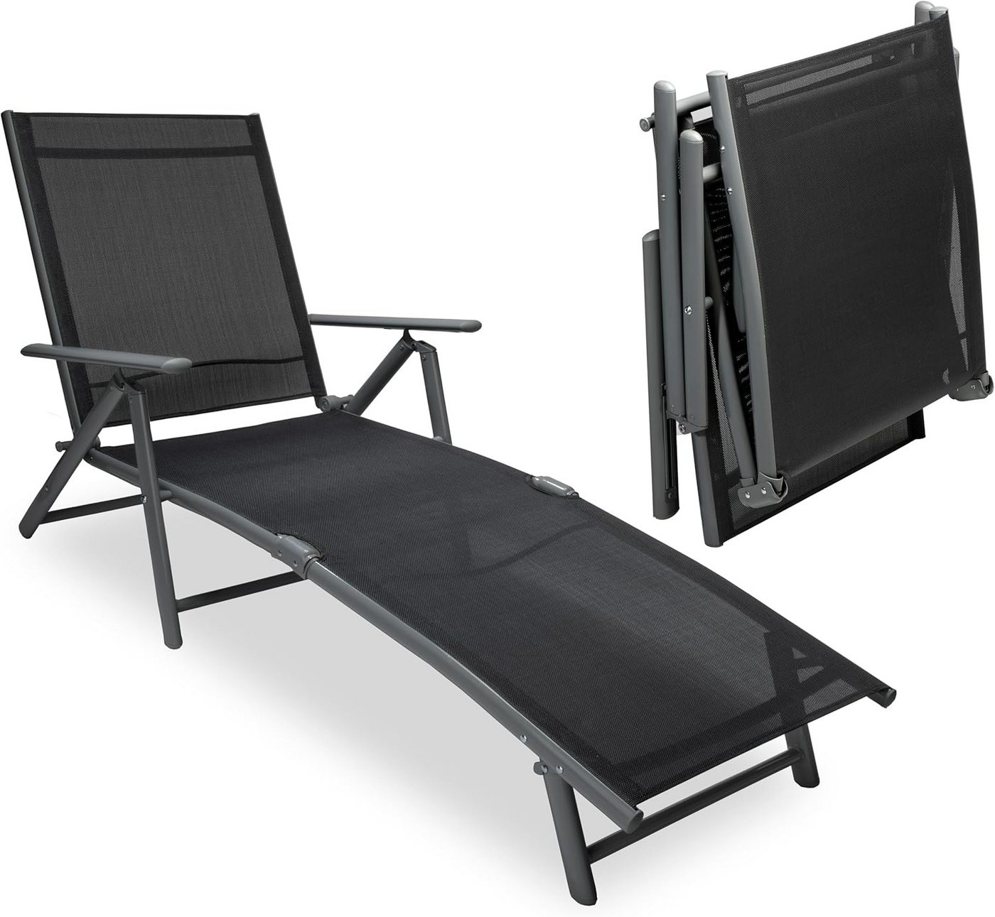 sunnypillow Gartenliege Sonnenliege klappbar - 150 kg belastbar Anthrazit, 1 St., Stückzahl: 1 von sunnypillow