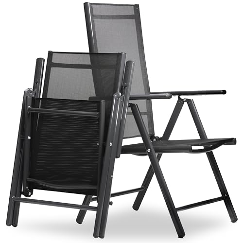 sunnypillow Gartenstuhl Hochlehner | klappbar 8-Fach verstellbare Rückenlehne mit Armlehnen | 120 kg belastbar | Aluminium Klappsessel Klappstuhl für Garten Balkon Terrassen wetterfest | Anthrazit sunnypillow Gartenstuhl Hochlehner | klappbar 8-Fach verstellbare Rückenlehne mit Armlehnen | 120 kg belastbar | Aluminium Klappsessel Klappstuhl für Garten Balkon Terrassen wetterfest | Anthrazit von sunnypillow