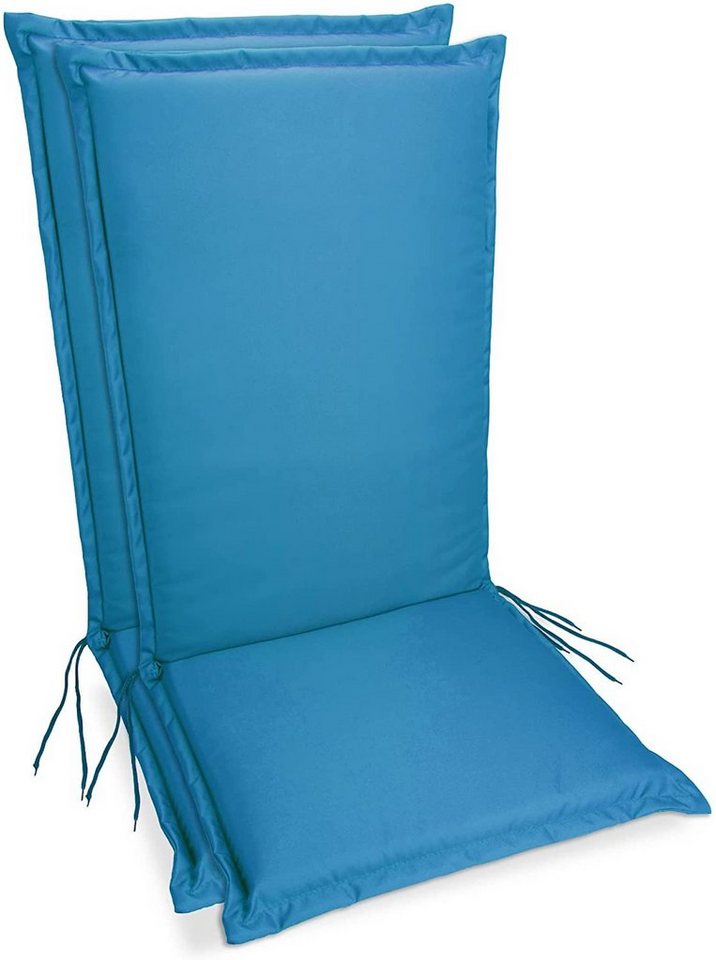 sunnypillow Liegenauflage Polsterauflagen Gartenstuhlauflage 120 x 50 extra Dicke 9cm, 2er Set Blau von sunnypillow