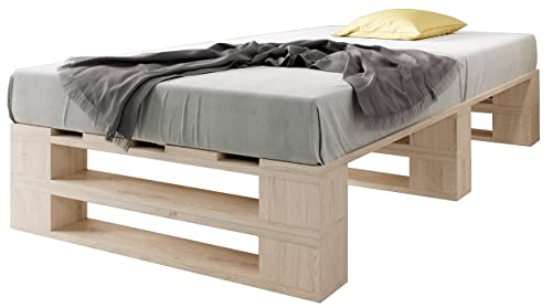 sunnypillow Palettenbett M2 aus Holz 90 x 200 cm mit Lattenrost Stabiles Seniorenbett Kinderbett Jugendbett Gästebett erhöhtes Einzelbett Bettgestell Futonbett Komforthöhe Naturholz sunnypillow Palettenbett M2 aus Holz 90 x 200 cm mit Lattenrost Stabiles Seniorenbett Kinderbett Jugendbett Gästebett erhöhtes Einzelbett Bettgestell Futonbett Komforthöhe Naturholz von sunnypillow
