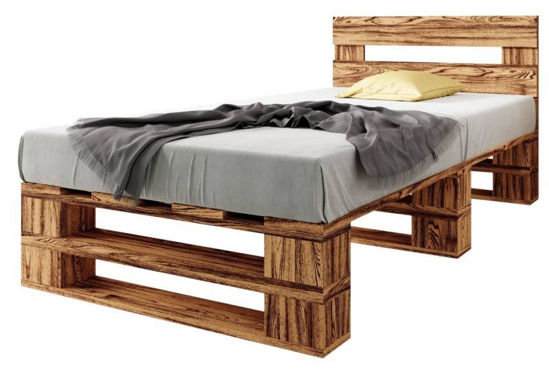 sunnypillow Palettenbett M2 mit Lattenrost mit Kopfteil, 120 x 200 cm Geflammt sunnypillow Palettenbett M2 mit Lattenrost mit Kopfteil, 120 x 200 cm Geflammt von sunnypillow