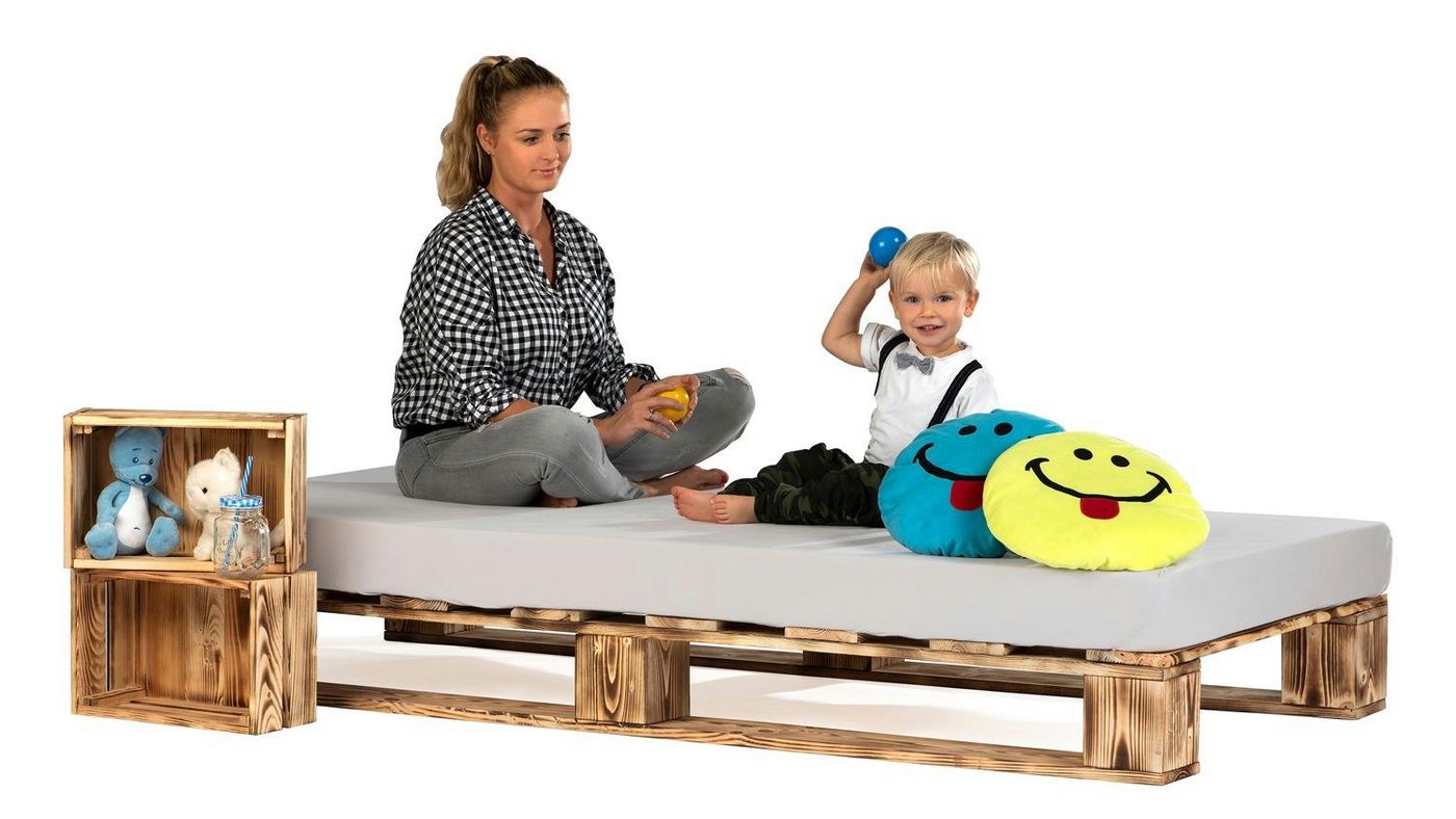 sunnypillow Palettenbett Massivholzbett 80 90 100 120 140 160 180 200 220 240 x 200 cm, 80x200 cm geflammt sunnypillow Palettenbett Massivholzbett 80 90 100 120 140 160 180 200 220 240 x 200 cm, 80x200 cm geflammt von sunnypillow
