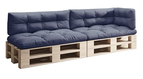 sunnypillow Palettenkissen 5er Set für Europaletten Indoor und Outdoor Palettenpolster Palettensofa Kissen mit schöner Steppung Auflage 120 x 80 viele Farben zur Auswahl Blau von sunnypillow