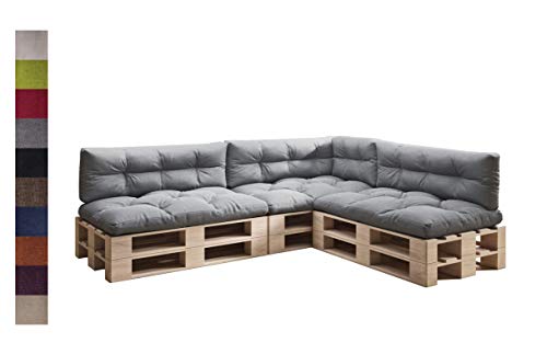 sunnypillow Palettenkissen 7er Set für Europaletten Indoor und Outdoor Palettenpolster Palettensofa Kissen mit schöner Steppung Auflage 120 x 80 viele Farben zur Auswahl Anthrazit von sunnypillow