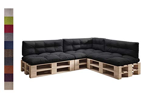 sunnypillow Palettenkissen 7er Set für Europaletten Indoor und Outdoor Palettenpolster Palettensofa Kissen mit schöner Steppung Auflage 120 x 80 viele Farben zur Auswahl Schwarz sunnypillow Palettenkissen 7er Set für Europaletten Indoor und Outdoor Palettenpolster Palettensofa Kissen mit schöner Steppung Auflage 120 x 80 viele Farben zur Auswahl Schwarz von sunnypillow