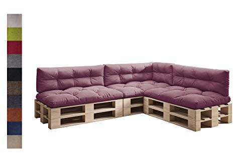 sunnypillow Palettenkissen 7er Set für Europaletten Indoor und Outdoor Palettenpolster Palettensofa Kissen mit schöner Steppung Auflage 120 x 80 viele Farben zur Auswahl Violett von sunnypillow