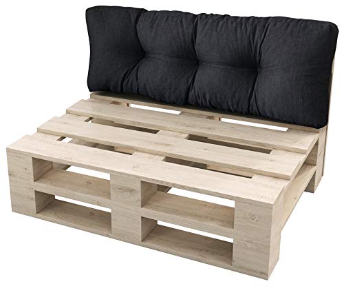 sunnypillow Palettenkissen Auflage Set für Europaletten Indoor und Outdoor Palettenpolster Palettensofa Kissen mit schöner Steppung viele Farben und Größen zur Auswahl Rückenkissen 120 x 60, Schwarz von sunnypillow